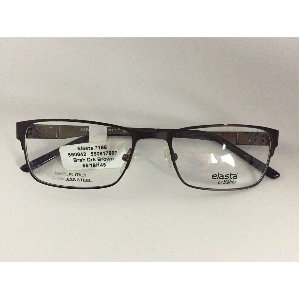 New Elasta by Safilo Eyeglasses Made in Italy Brushed Dark Brown 55-18-145 Frame